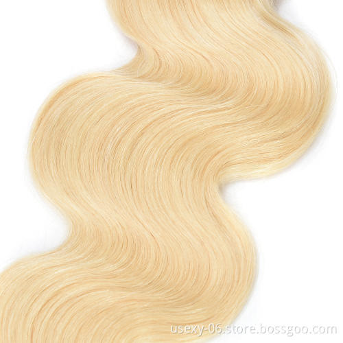 Wholesale 613 Virgin Hair Bundle Blonde Virgin Hair Body Wave Human Hair Weave Bundles